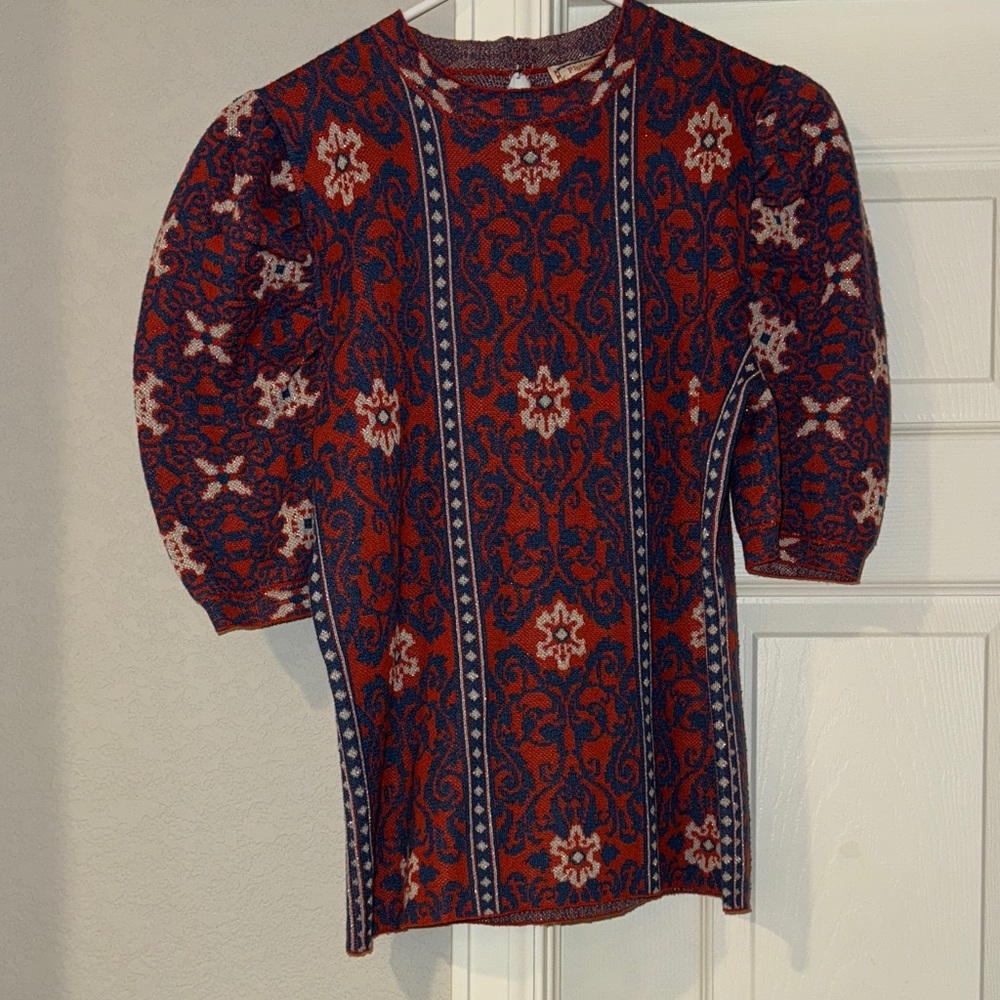 Flying Tomato Red and Blue Floral Blouse
